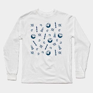 Blue seamark pattern Long Sleeve T-Shirt